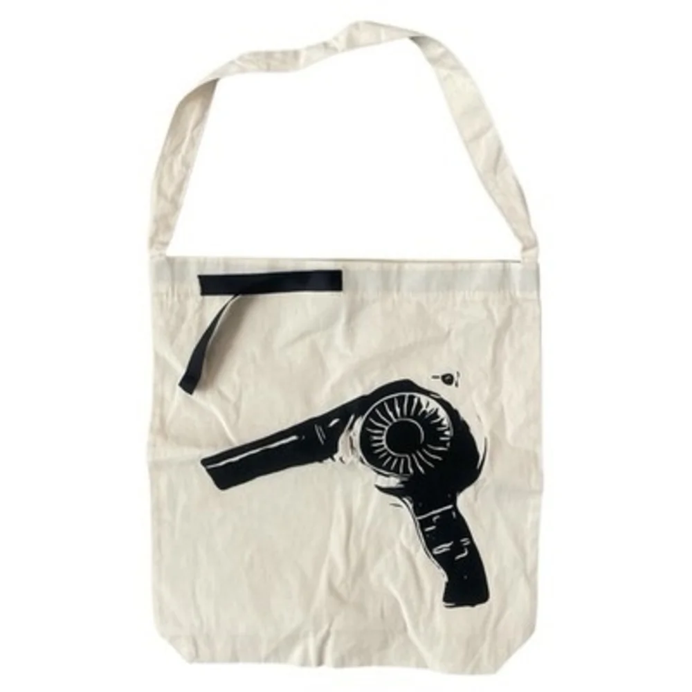 Bag-all Hair Dryer Print Storage Bag Canvas Tote Bag Off White